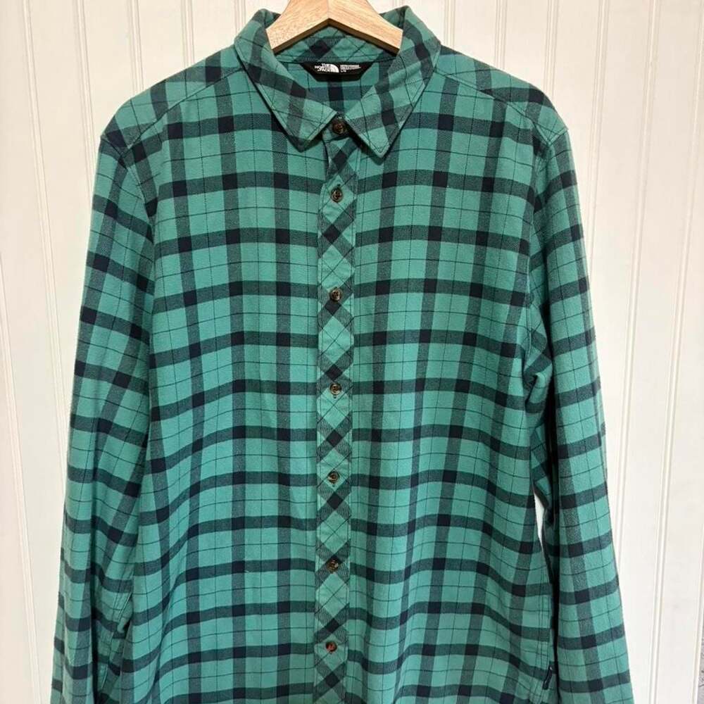 The North Face Green Plaid Flannel Shirt Mens Large